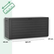 Zahradní úložný box WOODEBOX, 280L, 120x46x57cm, antracitová