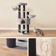 Kočičí strom ONYX, 50x50x160cm, šedá/černá