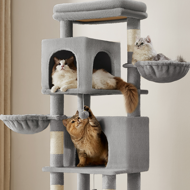 Kočičí strom TRISTAN, 57x45x175 cm, šedá