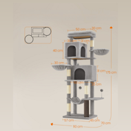 Kočičí strom TRISTAN, 57x45x175 cm, šedá