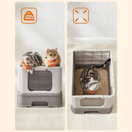 Box pro kočky s výsuvným zásobníkem - snadné skládání