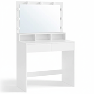 Toaletní stolek VANESA s velkým zrcadlem a osvětlením, 80x40x140cm, bílá