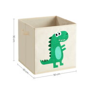 Béžovo-zelená sada 3 dětských úložných krabic DINO