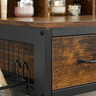 Toaletní stolek s taburetkou z eko kůže PIERRE, 90x40x141cm, hnědá/černá