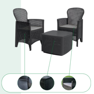 Zahradní set TREE, 3-dílný, antracitová