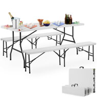 Pivní set PIKNIK z umělé hmoty, sklápěcí, 183cm, bílá