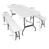 Pivní set PIKNIK z umělé hmoty, sklápěcí, 183cm, bílá