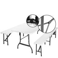 Pivní set PIKNIK z umělé hmoty, sklápěcí, 183cm, bílá