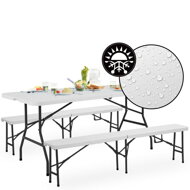 Pivní set PIKNIK z umělé hmoty, sklápěcí, 183cm, bílá