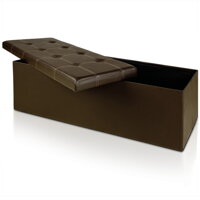 Skládací sedací truhlice s odklápěcím krytem, hnědá - 115 x 38 x 38 cm