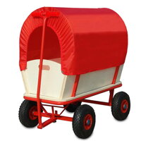Dřevěný ruční vozík se stříškou 168x99x61cm červený
