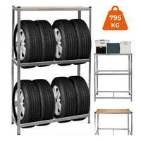 Regál na pneumatiky TYRE, 120x40x180cm, max. 795kg, ocelová/světle hnědá
