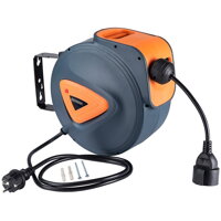 Samonavíjecí kabelový buben BILY, 20m+1,5m, šedá/oranžová