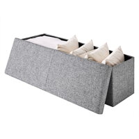 Skládací sedací truhlice s odklápěcím krytem, šedá – 80 x 40 x 40 cm