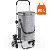 Nákupní taška na kolečkách do schodů COMFORT,50l, šedá