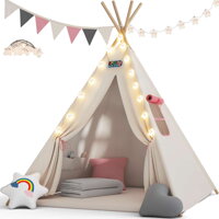 Dětský stan teepee JULIA, 120x120x160cm, béžová/růžová