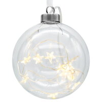 LED Vánoční koule, průhledné sklo Ø9,5cm teplá bílá