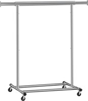 Stojan na oblečení INEZ na kolečkách, max. 90 kg, 83,5x45x160cm, stříbrná