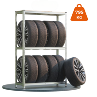 Regál na pneumatiky TYRE, 120x40x180cm, max. 795kg, ocelová/světle hnědá