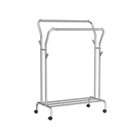 Stojan na oblečení MATILDA na kolečkách Max. 100kg, 155x103x52 cm, stříbrná