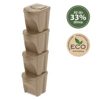 Sada 4 odpadkových košů SORTIBOX ECO WOOD naturo, objem 4x25l