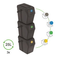 Koš na tříděný odpad Sortibox 25 l, 3 ks, šedý kámen