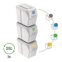 Koš na tříděný odpad Sortibox 25 l, 3 ks, bílá