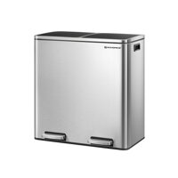 Koš na separování odpadu SORT, 2x30l+pytle na odpadky, stříbrná/černá