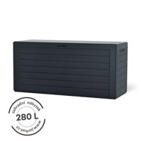 Odkládací box Woodebox se sklopným víčkem antracitový 280L - 120x46x57cm