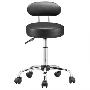 Taburetka na kolečkách s opěradlem ROLAND, Ø35cm, černá