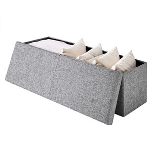 Skládací sedací truhlice s odklápěcím krytem, šedá – 80 x 40 x 40 cm