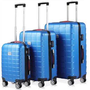 Sada kufrů s tvrdým obalem, ABS, modrá, 40l, 80l, 105l