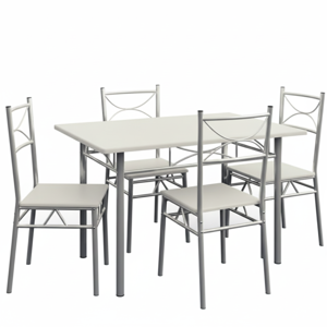 Jídelní set PAUL, 5-dílná, sametově bílá