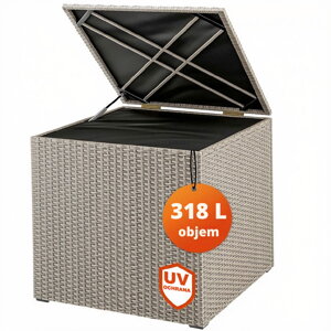 Polyratanový úložný box RICCO, 318L, 75x75x70cm, krémová