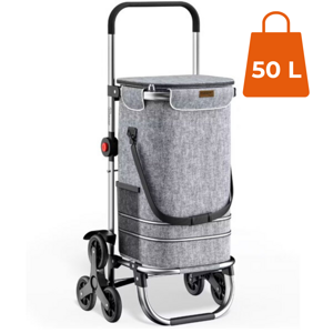 Nákupní taška na kolečkách do schodů COMFORT,50l, šedá