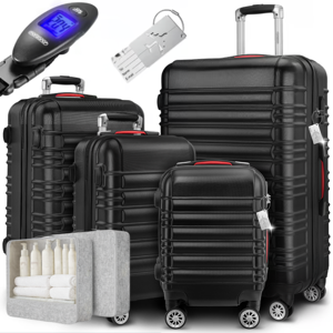 Sada skořepinových kufrů AERO, 4dílná, ABS, černá