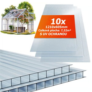 Dutinkový polykarbonát MARK 6mm, 60,5x121x0,6cm, 10ks, transparentní