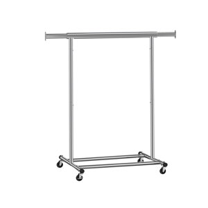 Stojan na oblečení INEZ na kolečkách, max. 90 kg, 83,5x45x160cm, stříbrná