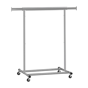 Stojan na oblečení INEZ na kolečkách, max. 90 kg, 83,5x45x160cm, stříbrná