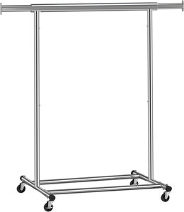 Stojan na oblečení INEZ na kolečkách, max. 90 kg, 83,5x45x160cm, stříbrná
