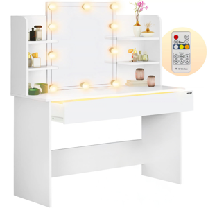 Toaletní stolek LUCIA s osvětlením 108x40x140cm, bílá