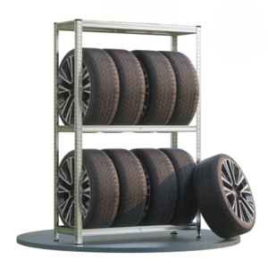 Regál na pneumatiky TYRE, 120x40x180cm, max. 795kg, ocelová/světle hnědá