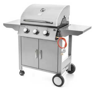 Plynový gril OKLAHOMA BBQ, 3 hořáky, s redukčním ventilem, stříbrná