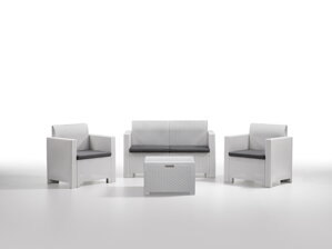Zahradní sestava NEBRASKA s ratanovým designem, stůl s úložným prostorem, bílá barva