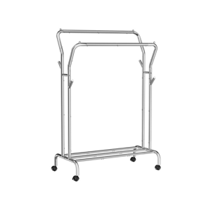 Stojan na oblečení MATILDA na kolečkách Max. 100kg, 155x103x52 cm, stříbrná