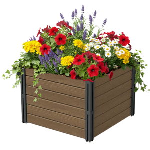 Vyvýšený záhon BASE PLANT, 61x61x46cm, přírodní hnědá