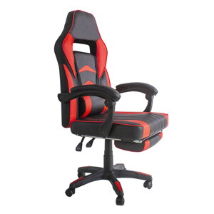 Aga Kancelářská židle černo - červená s opěrkou pro nohy
