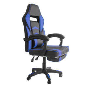 Aga Kancelářská židle černo - modrá s opěrkou pro nohy