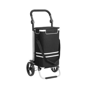 Skládací nákupní vozík s izolační chladící taškou, 35 l, černý