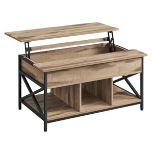 Výškově nastavitelný konferenční stolek LUBOR, 60x100x(48-62)cm, camel hnědá/černá